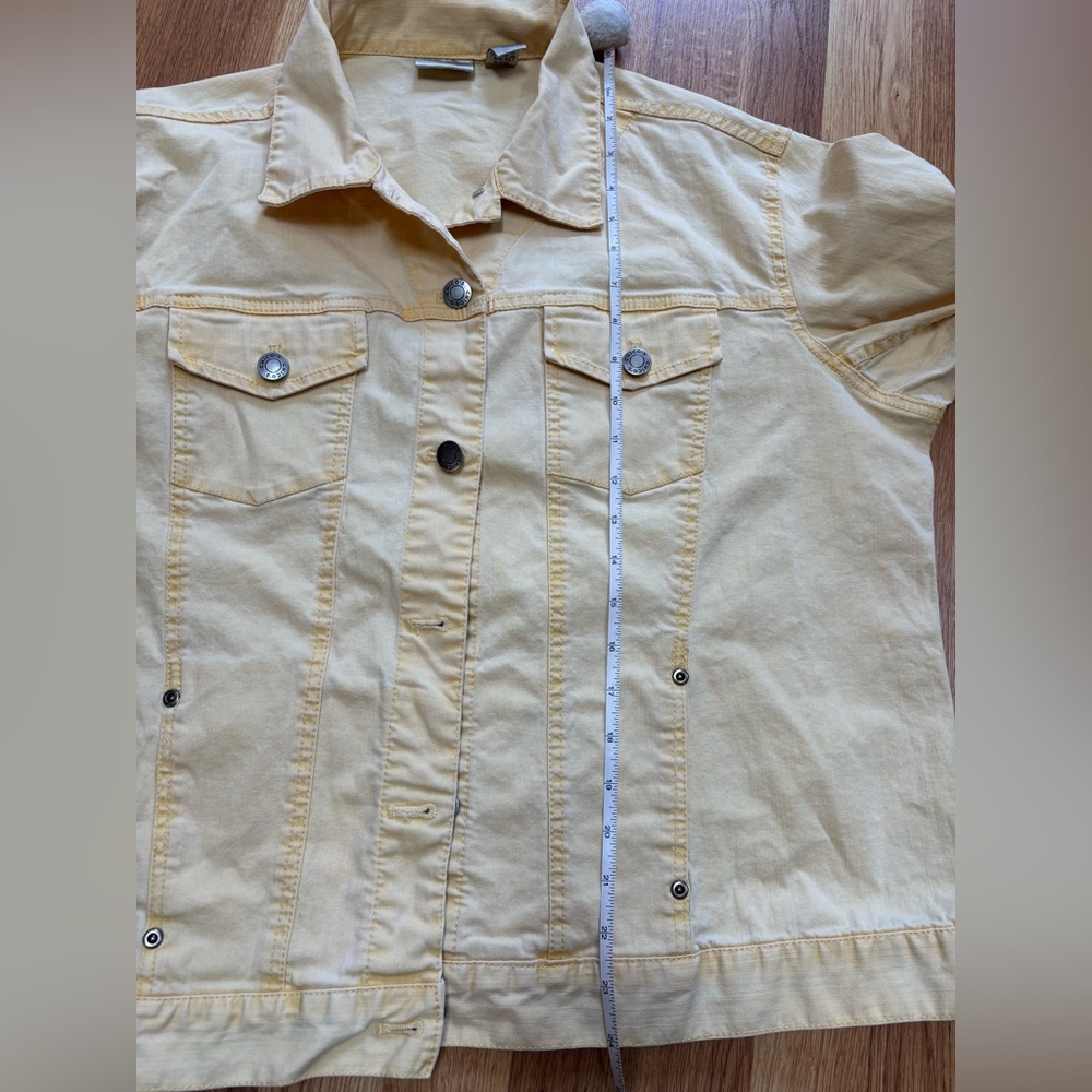 Chicos Jacket Women's Denim Jacket Butter Yellow 4 Pockets Size 3 (XL Size 16) - Picture 7 of 9